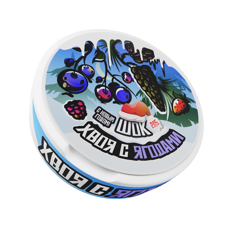 Снюс ШОК New Year Хвоя с ягодами, 205 мг/г, slim portion